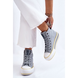 Pantofi de damă cu platformă textilă înaltă Big Star LL274188 Albastru deschis 3