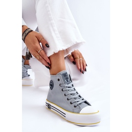Pantofi de damă cu platformă textilă înaltă Big Star LL274188 Albastru deschis 6