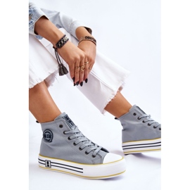 Pantofi de damă cu platformă textilă înaltă Big Star LL274188 Albastru deschis 7