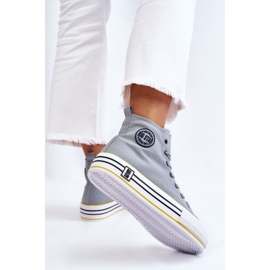 Pantofi de damă cu platformă textilă înaltă Big Star LL274188 Albastru deschis 4