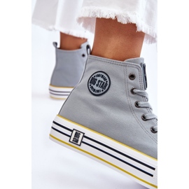 Pantofi de damă cu platformă textilă înaltă Big Star LL274188 Albastru deschis 5