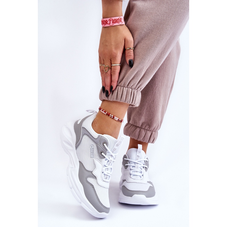 Pantofi sport ușori de damă Big Star LL274375 alb-gri 2