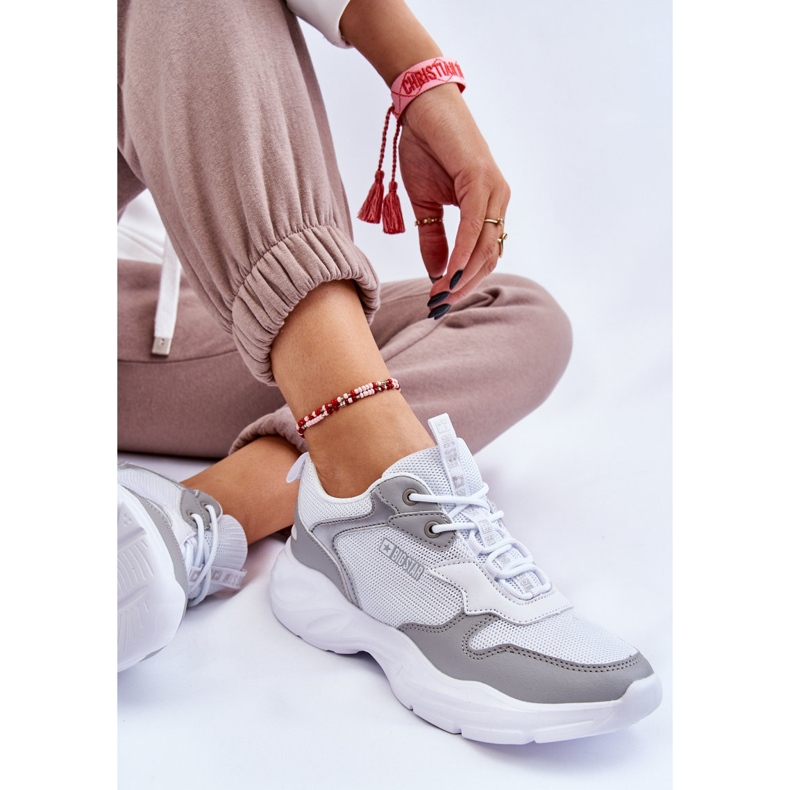 Pantofi sport ușori de damă Big Star LL274375 alb-gri 1