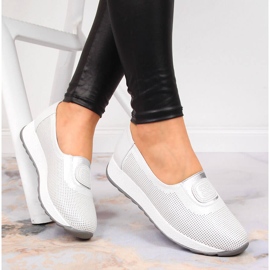 Pantofi slip-on Jezzi argintii cu bandă elastică pe platformă 4