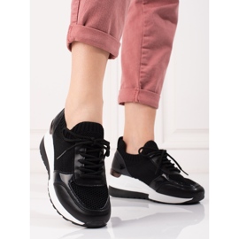 Adidași de damă cu partea superioară flexibilă negru 2