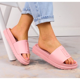 Papuci de dama pe platforma roz pudrat Big Star LL274425 2