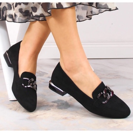 Pantofi dama din piele intoarsa cu lant Sergio Leone MK739 negru 1