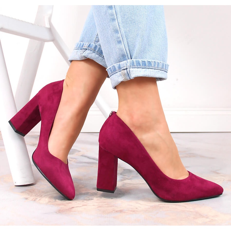 Pompe ascuțite de damă Sergio Leone PB216 din piele intoarsa roz 1