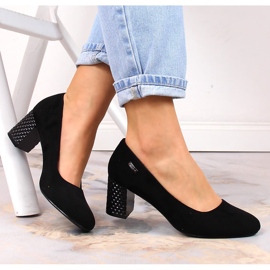 Pompi de dama de piele intoarsa neagra cu tocuri decorative Sergio Leone PB178 negru 1