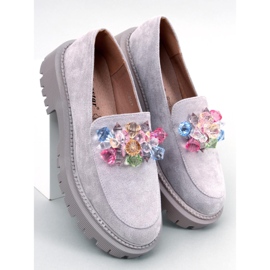 PA1 Mocasini cu platforma Stefani Gri cu margele 2