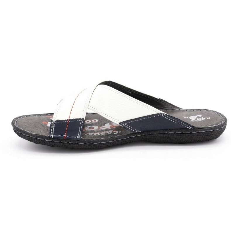 Kampol Papuci bărbați din piele 200 / B alb albastru marin 1 Kampol Papuci bărbați din piele 200 / B alb albastru marin 1