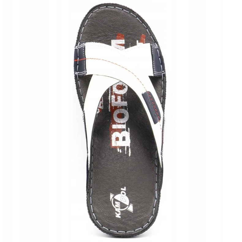 Kampol Papuci bărbați din piele 200 / B alb albastru marin 7 Kampol Papuci bărbați din piele 200 / B alb albastru marin 7