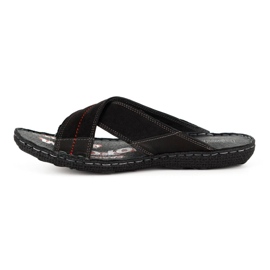 Kampol Papuci barbati piele 200/3 nubuc negru 4