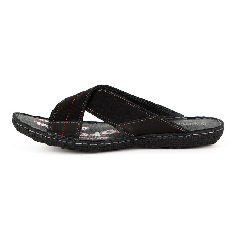 Kampol Papuci barbati piele 200/3 nubuc negru 4