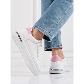 Pantofi sport albi de dama Shelovet cu model 2 Pantofi sport albi de dama Shelovet cu model 2