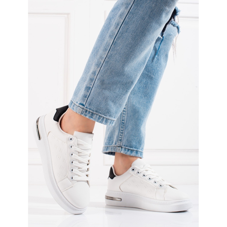 Pantofi sport dama Shelovet alb cu model 1 Pantofi sport dama Shelovet alb cu model 1