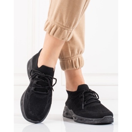 Pantofi sport din material textil negru Shelovet 2