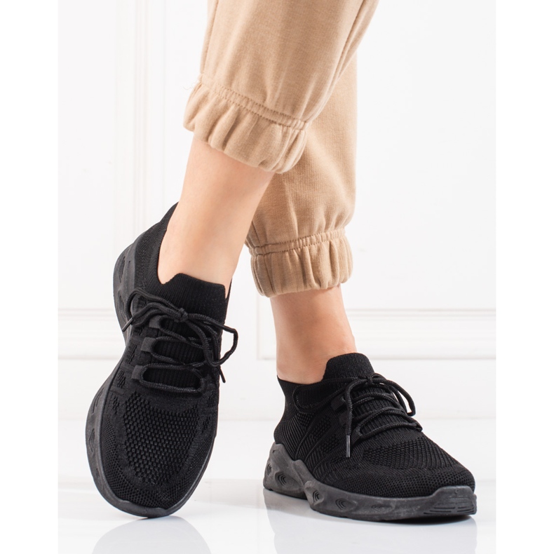 Pantofi sport din material textil negru Shelovet 2