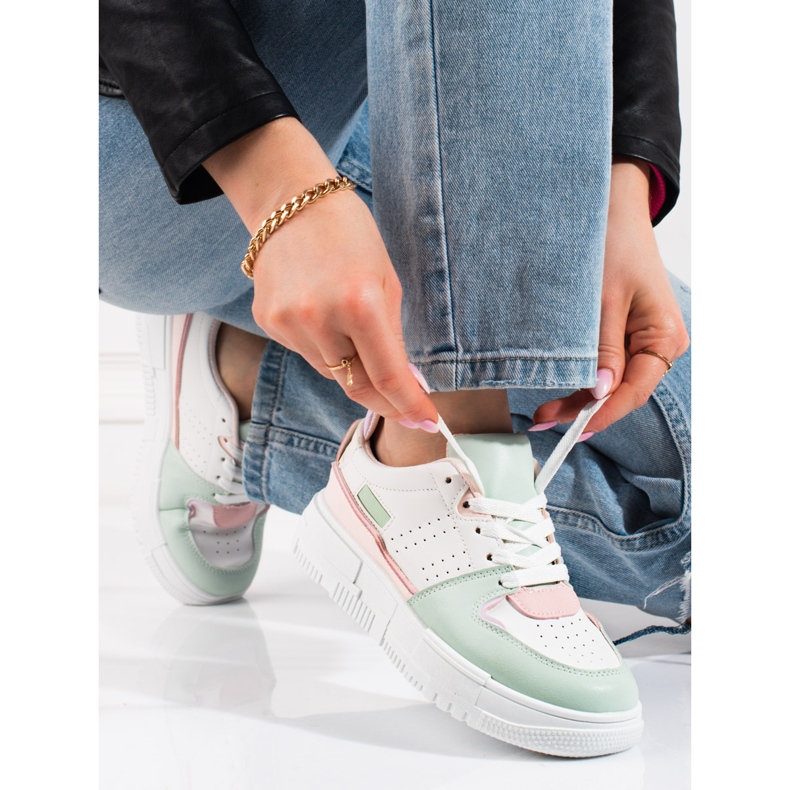 Tenisi de dama pastel Shelovet alb multicolor 1