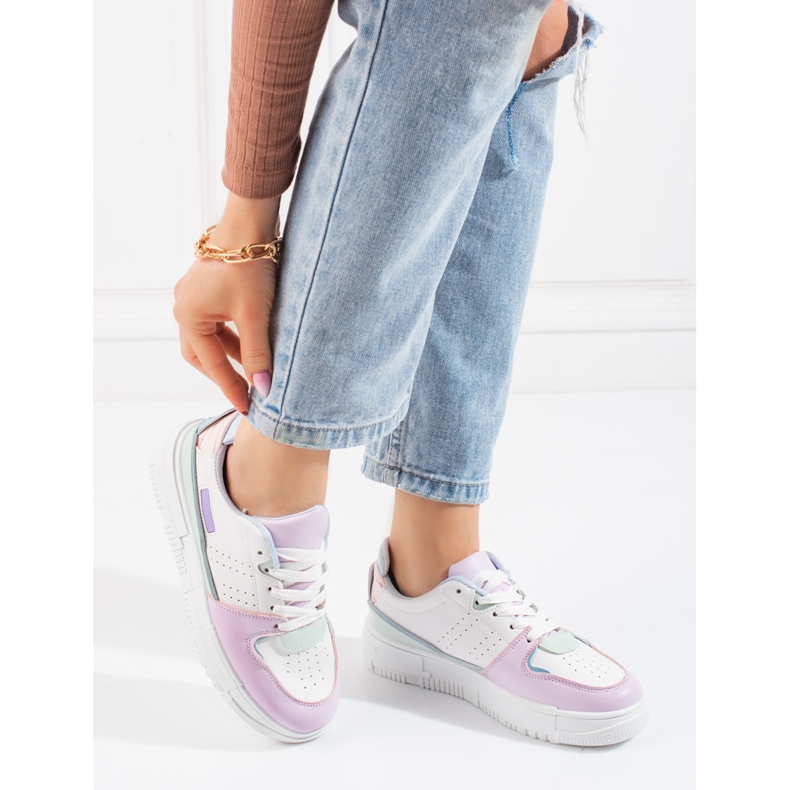 Tenisi dama Shelovet pastel alb multicolor 2