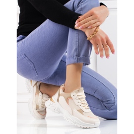 Tenisi de damă bej Shelovet cu platformă portocale 1