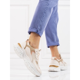 Tenisi de damă bej Shelovet cu platformă portocale 2