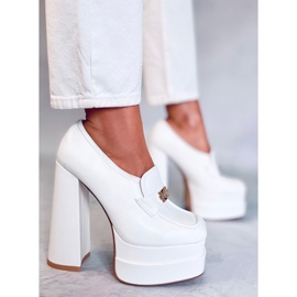 PA1 Mocasini cu toc inalt Ambra White alb 2