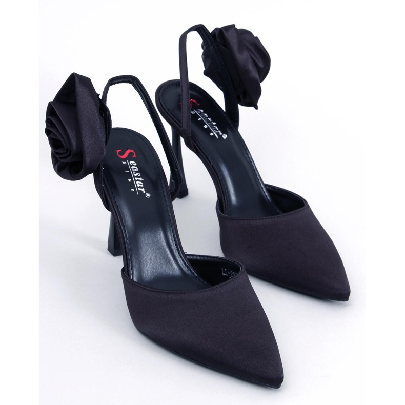 Seastar Ace din satin cu o floare Flores Black negru 1