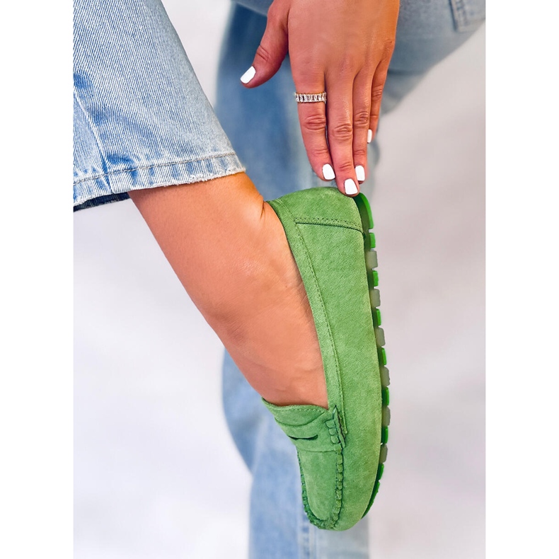 PA1 Mocasini de dama Anaya Green din piele intoarsa verde 2