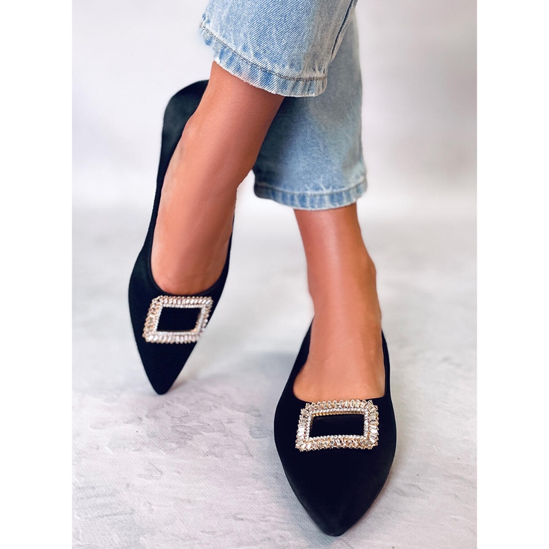 PA1 Balerini eleganti cu pietre Lorella Black negru 2