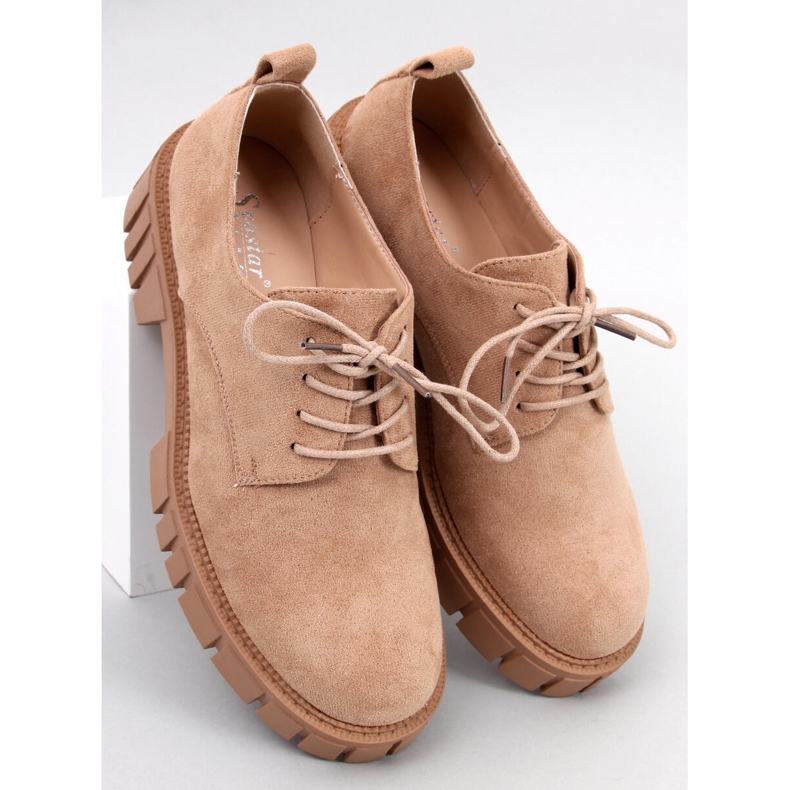 BM Mocasini Amparo Kaki din piele intoarsa cu platforma bej 2