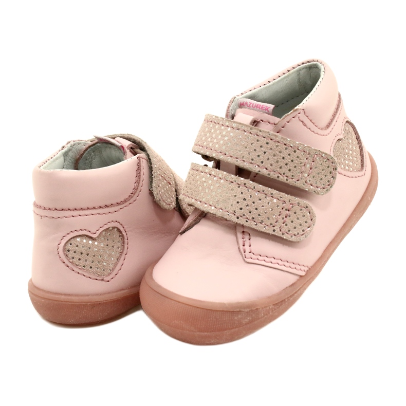 Cizme cu velcro Mazurek 1341 Pink Glitter Heart roz 3