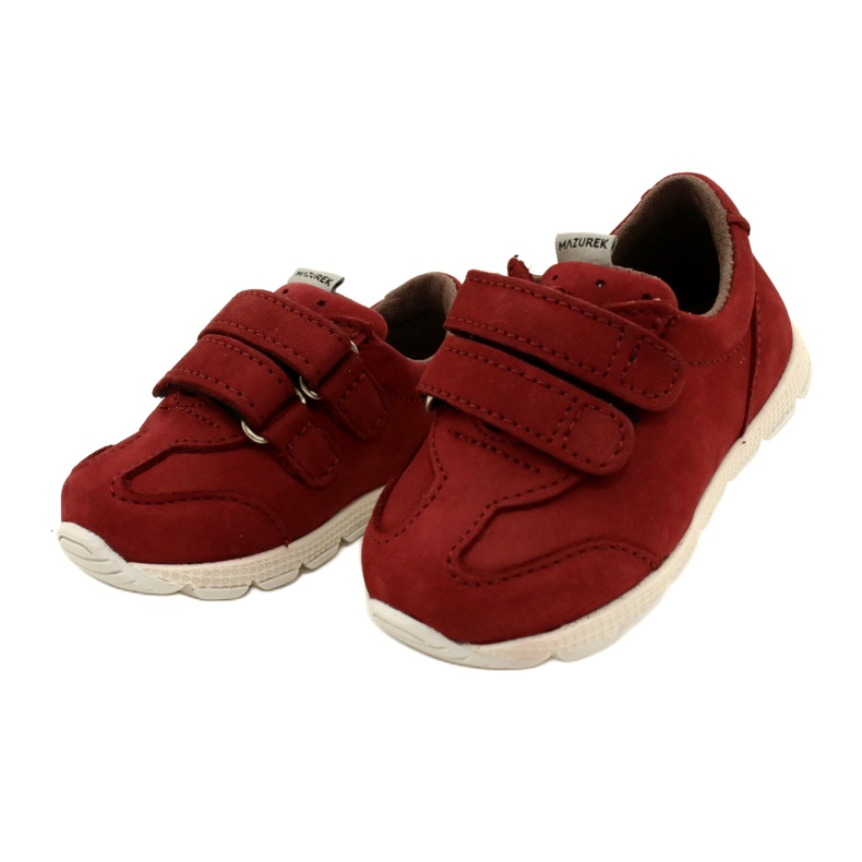Pantofi pentru copii din piele casual Mazurek 1362 roșu velcro roşu 2