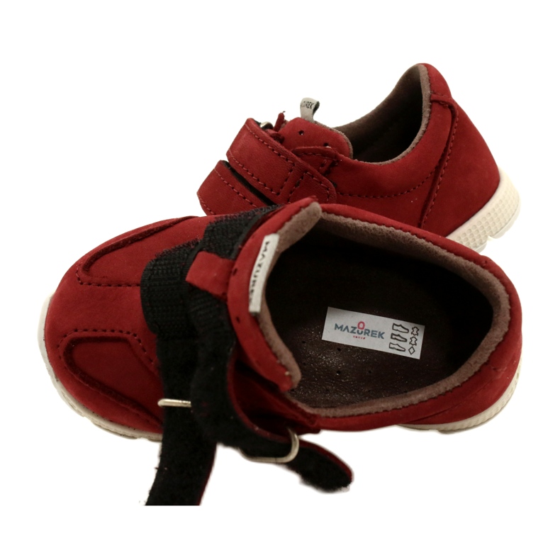 Pantofi pentru copii din piele casual Mazurek 1362 roșu velcro roşu 5