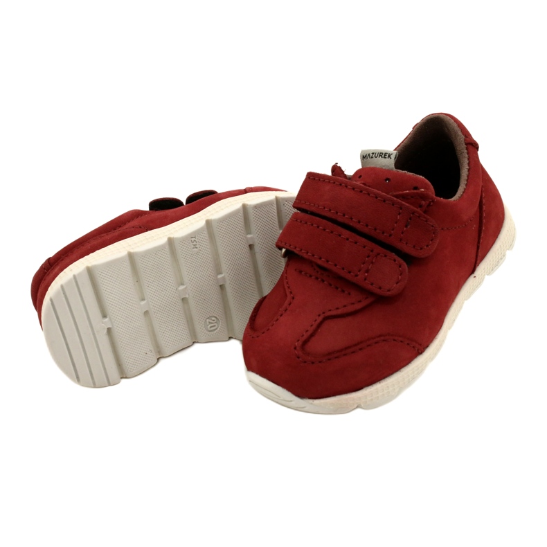 Pantofi pentru copii din piele casual Mazurek 1362 roșu velcro roşu 4