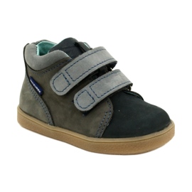 Pantofi pentru copii din piele cu Velcro Mazurek 1302 Navy-Gray gri 1