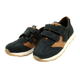 Pantofi casual din piele Mazurek 1362 Velcro Bleumarin-Maro albastru 2