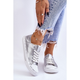 Pantofi de damă din piele Big Star LL274016 Argintiu 1
