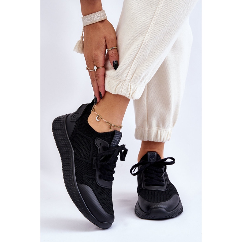 Pantofi de damă comozi cu sistem de spumă cu memorie Big Star LL274414 Negri negru 1