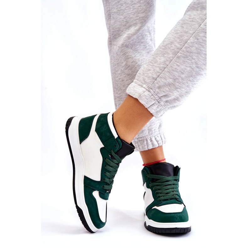Pantofi sport de damă înalți, pantofi sport, alb și verde 3 Pantofi sport de damă înalți, pantofi sport, alb și verde 3