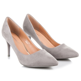 Ideal Shoes Pantofi de piele intoarsa cu toc inalt gri 3