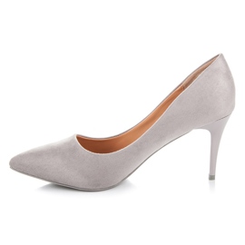 Ideal Shoes Pantofi de piele intoarsa cu toc inalt gri 1