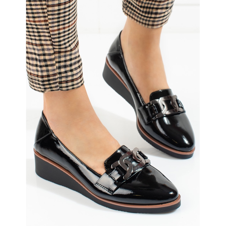 W. Potocki Pantofi de damă lăcuți cu pană joasă de la Potocki negru 2