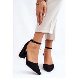 Pompe cu toc Lexie din piele intoarsa neagra negru 1