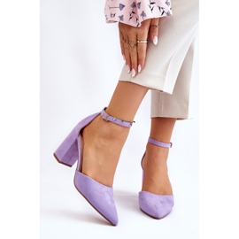 Pompe cu toc din piele intoarsa violet Lexie 1 Pompe cu toc din piele intoarsa violet Lexie 1