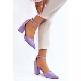 Pompe cu toc din piele intoarsa violet Lexie 2 Pompe cu toc din piele intoarsa violet Lexie 2