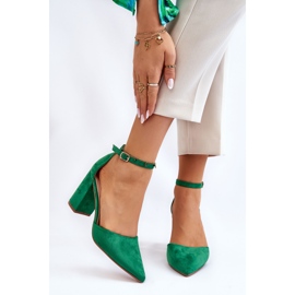 PS1 Pompe din piele intoarsa cu toc Lexie verde 1