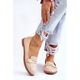 PS1 Mocasini confortabili de dama din piele intoarsa Bej Lucca 1