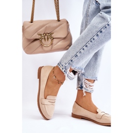 PS1 Mocasini confortabili de dama din piele intoarsa Bej Lucca 2