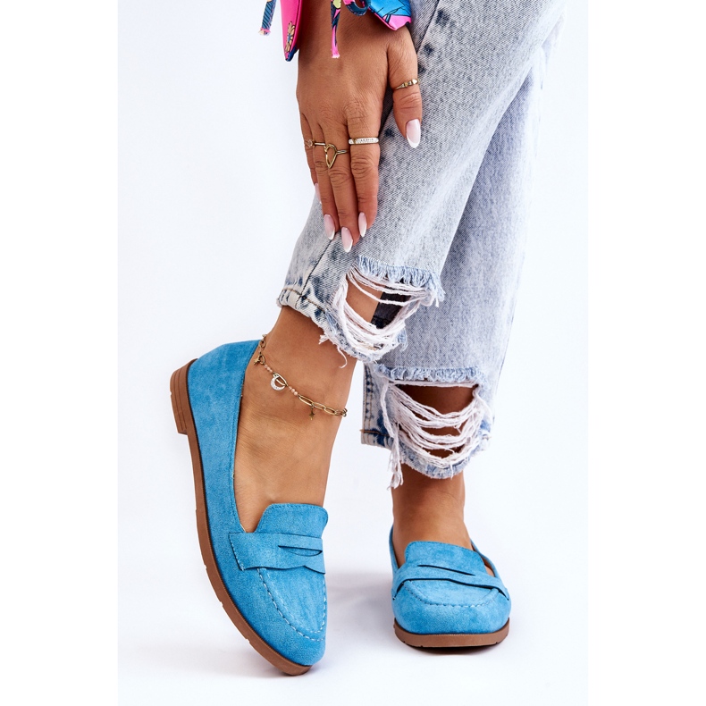 PS1 Mocasini confortabili de dama din piele intoarsa Albastru Lucca 1